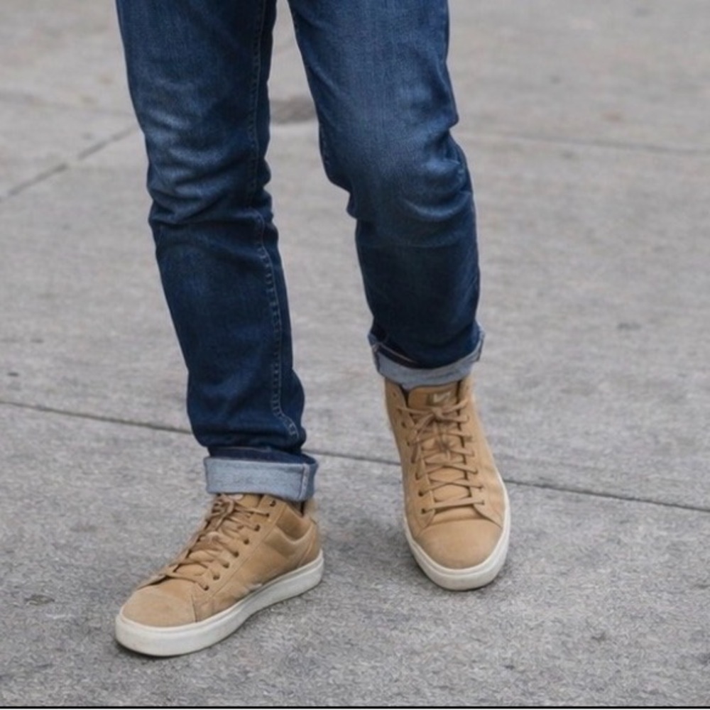 True Religion Hex V1 HIGH TOP Tan Sz 12 Leather Sneakers Shoes Mens Hipster